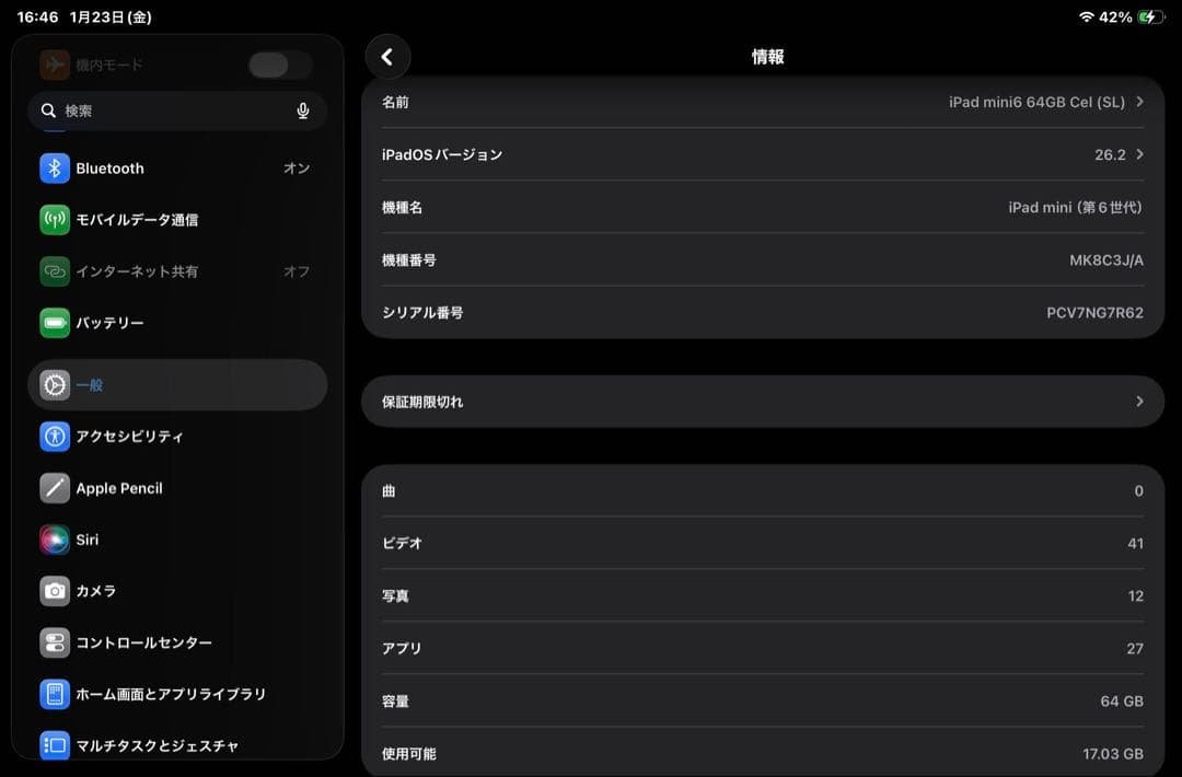 iPad mini 第6世代 Wi-Fi+Cellular 64GB
