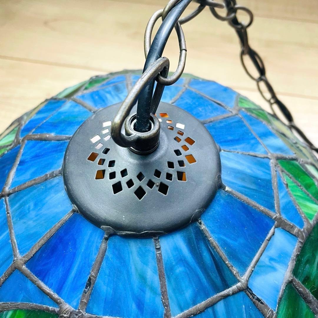 ステンドグラス ペンダントライト 豪華天井照明 ガラス工芸品 電源直結タイプ
