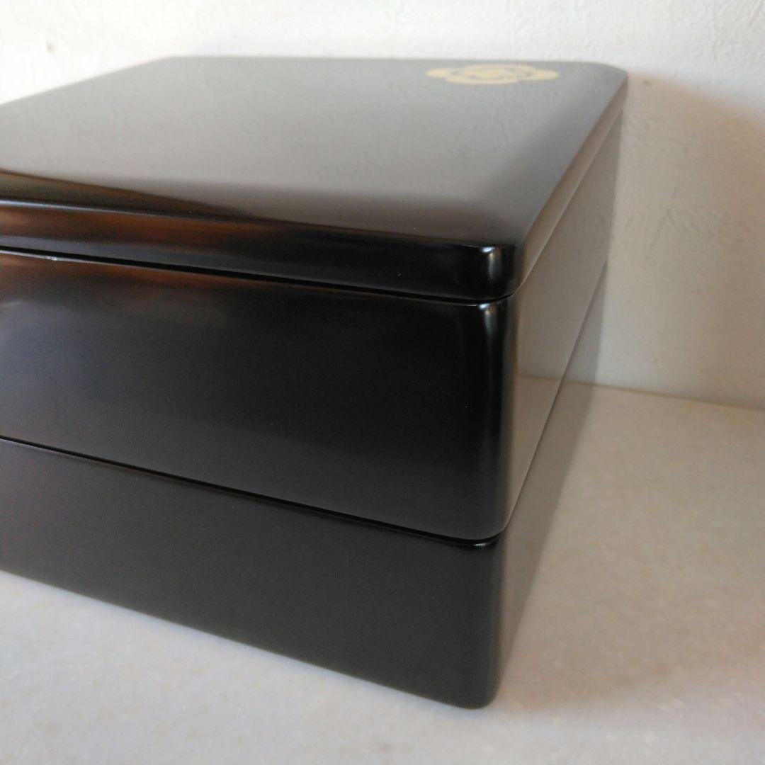 黒塗 二段重箱 漆黒 内朱塗 本漆 金彩 木製懐石 輪島塗 会津塗 好きな方へ