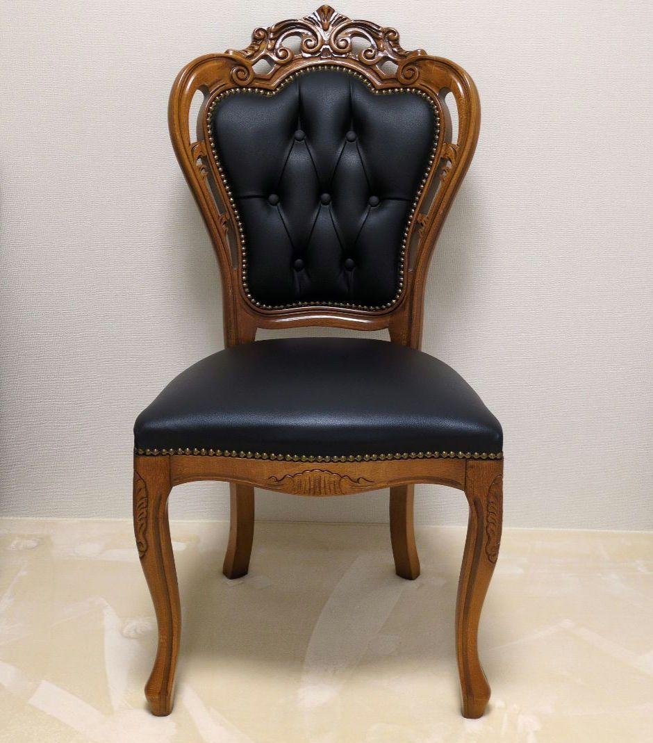 美品‼️ラスト１脚❗️イタリア ダイニングチェア 革張り 猫脚 ブラック
