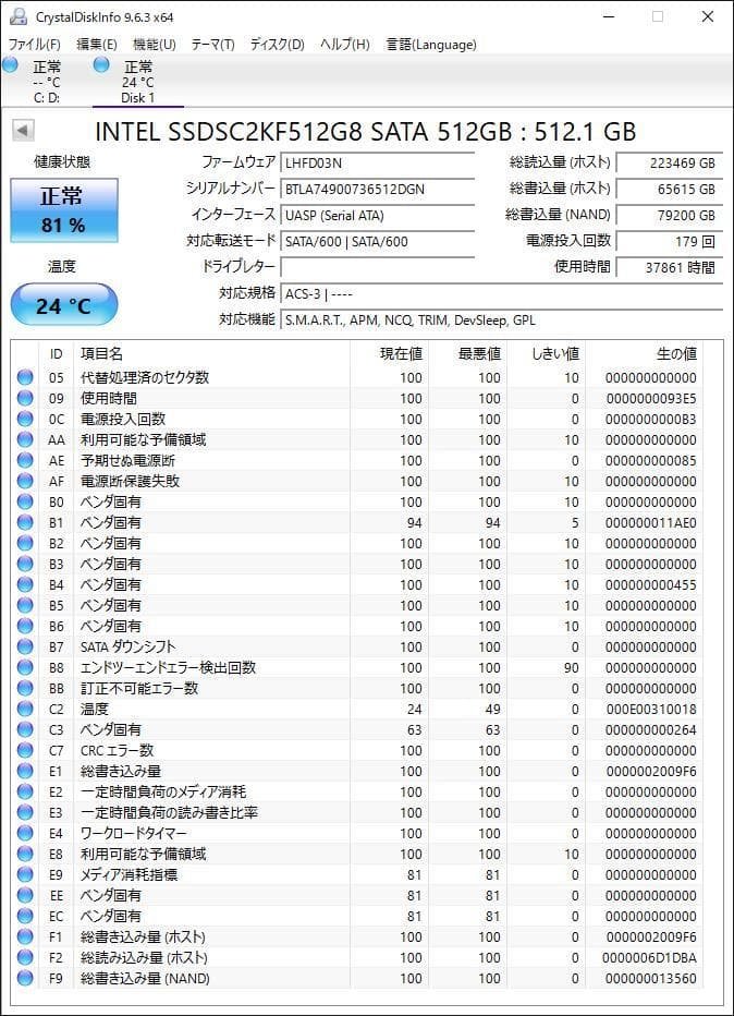 ③-WA446-Intel SATA 512GB SSD 2.5 1点